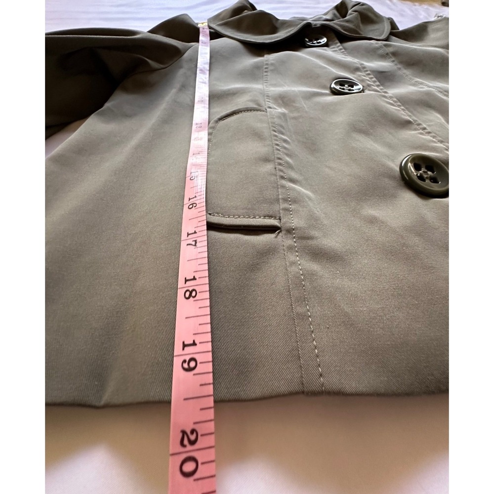 Vertigo Paris Women Cropped Jacket Olive‎ Green Button Front Peter Pan Collar M - Picture 8 of 13